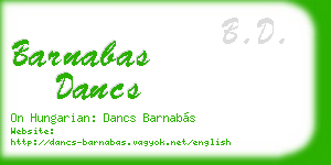 barnabas dancs business card